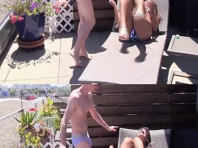 Penney Play In Milf Makes Boytoy Worship Her Ass On The Balcony 6 Min