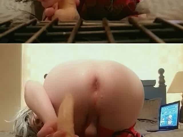 Sissy bounces plump butt on vibrator