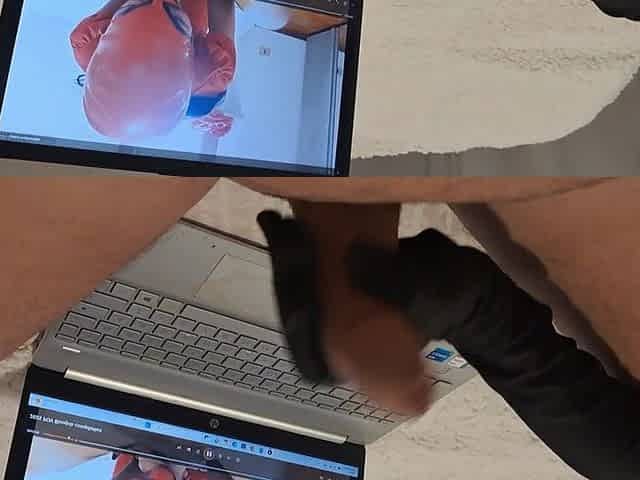 mother I'd like to fuck jerks off a large weenie until this guy cums on her gloves POV