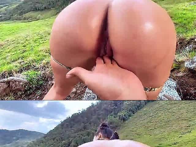 Colombian pair having hard sex in the forest