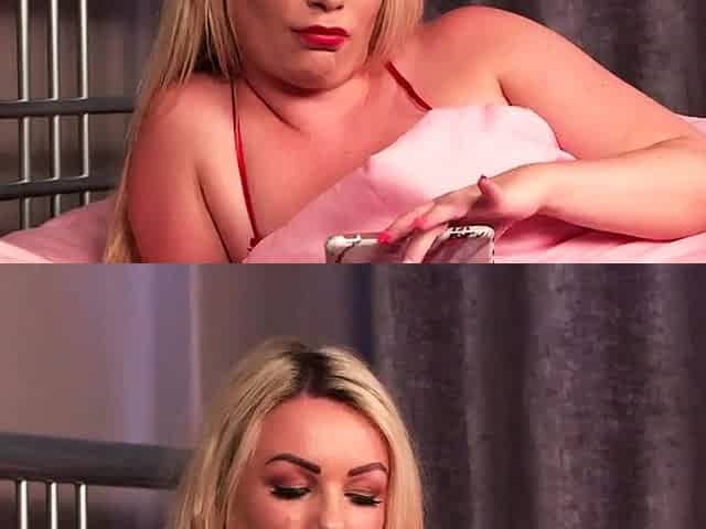 Sexy blonde voyeur teasing wanker