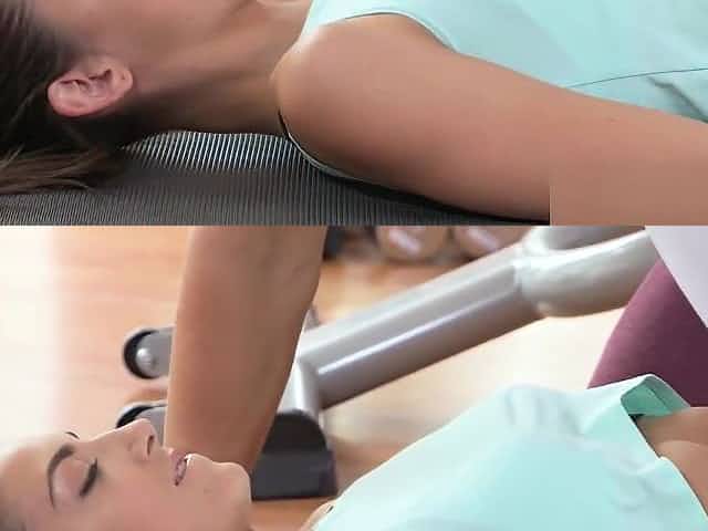 Teen in white leggings fucks at gym