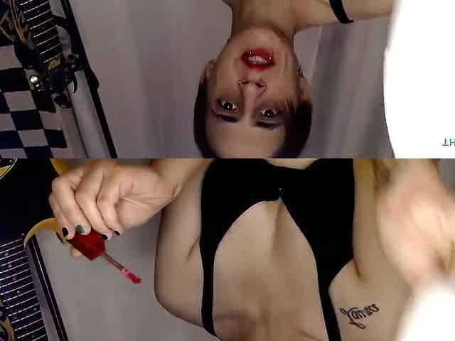 Thick Red Lipstick Application
