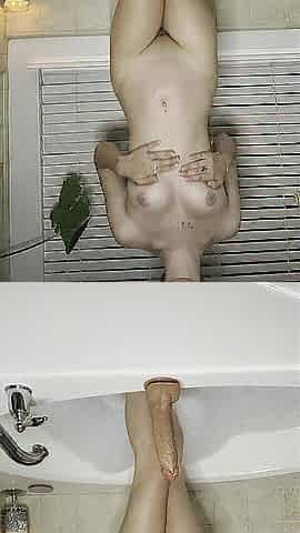 nineteen y/o Tries Bathtub Sextoy Riding Frist Time