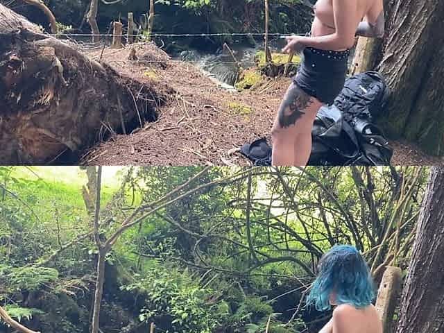 Gothic Girl Sucks a Big Cock in the Middle of the Forest