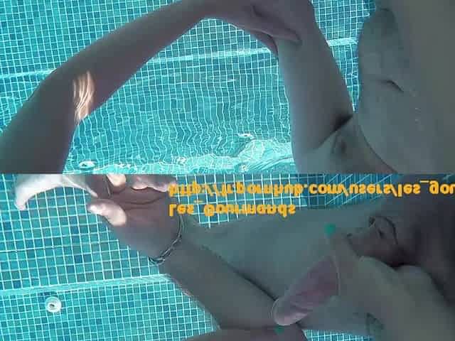 Sex in the Pool in Greece, with a Rambone Dildo and a Big Underwater Cumshot
