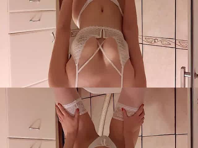 Pissing With Vaginal Let fly, GOLDEN SHOWER, Lavatory, WHITE UNDERWARE