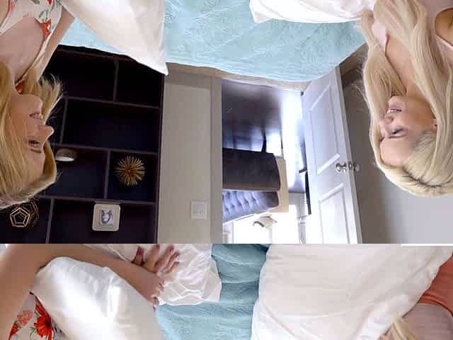 Two petite blonde stepsisters sharing