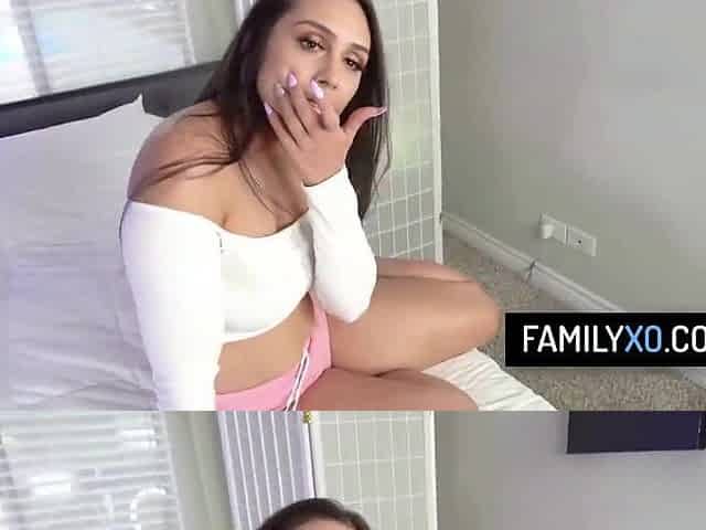 Large butt playgirl enjoys playing with her stepdaddy's schlong