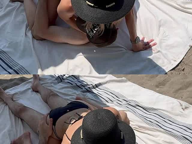 Wife Gets Creampie and Facial From Husband and Friend at the Beach