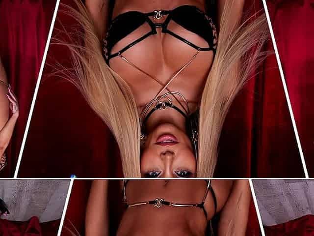 Glamour babe with big boobs masturbates in lingerie