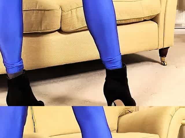 Only Opaques - Laura Posing In Brown Pantyhose And Blue
