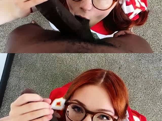 Big cock brunette MILF sucks a big cock POV