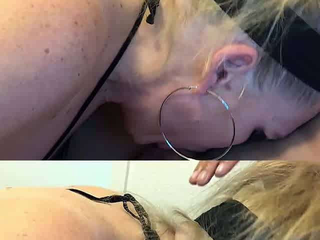 Hot Breasty Golden-haired Curvy mother I'd like to fuck Sucks BBC On A Chair