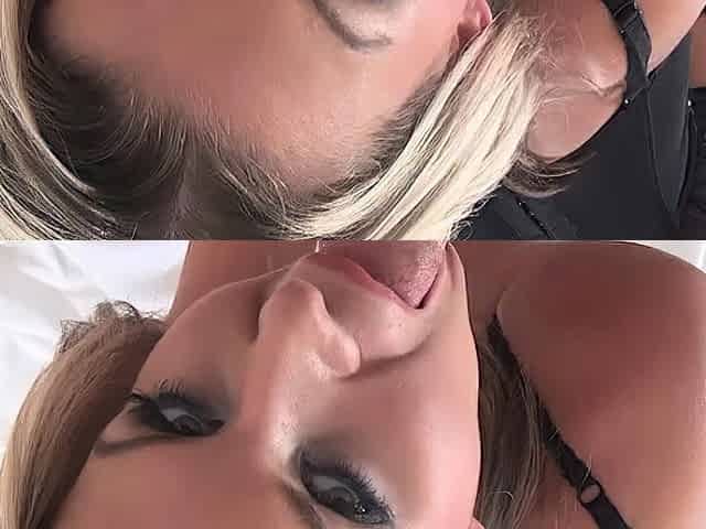 POV blowjob for big cock from blonde MILF