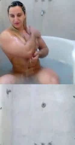 Busty amateur milf masturbates in the shower