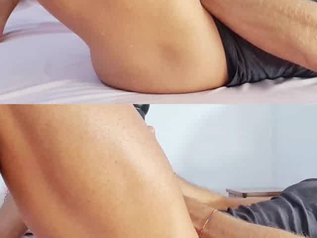 Student Dude with ebony shirt screws his fleshlight in couch - biggest Jizz flow