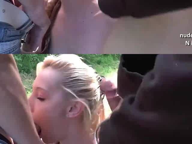 Nice-looking tiny french teen drilled in threeway
