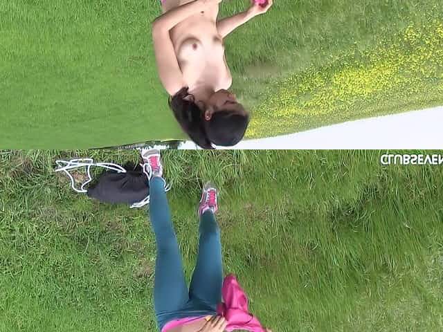 Food fetish Lexy screwing pussy using banana outdoor