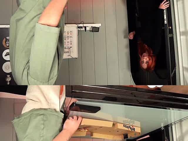 Hot pizza girl gets a tip in cock