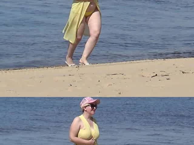 Juicy Woman Walking Naked on Beach