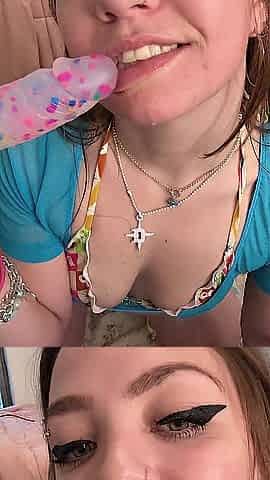 Deepthroat Sextoy Spit fest - amateur solo hot brunette hair