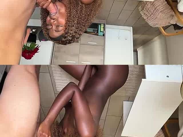 Hot ebony teen slut get cum on pussy after hard pounding liv