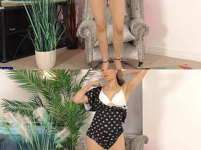 Horny Alexia plays with her hairy pussy in high heels