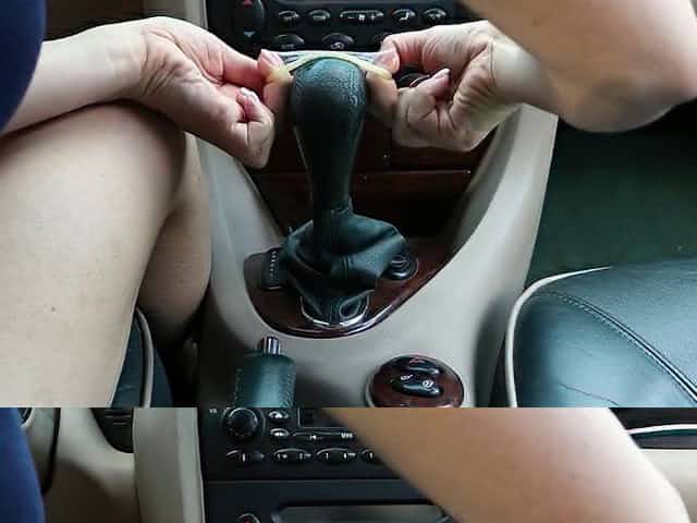 Hot Redhead Chick Bangs Herself with Gear Shifter in a Car