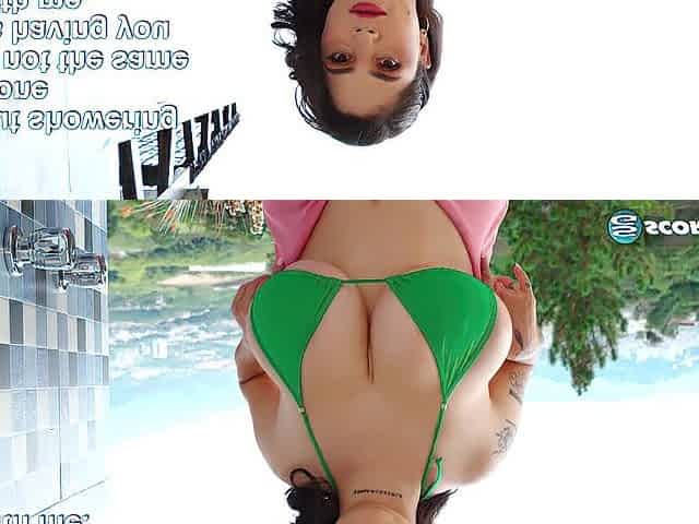 Large Tit Kim Looks Awesome In Her Green Bikini