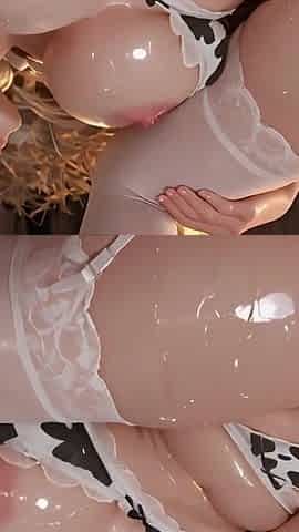 Blindfolded Cow Print Elf - Oiled Big Tits & Creampie Pound