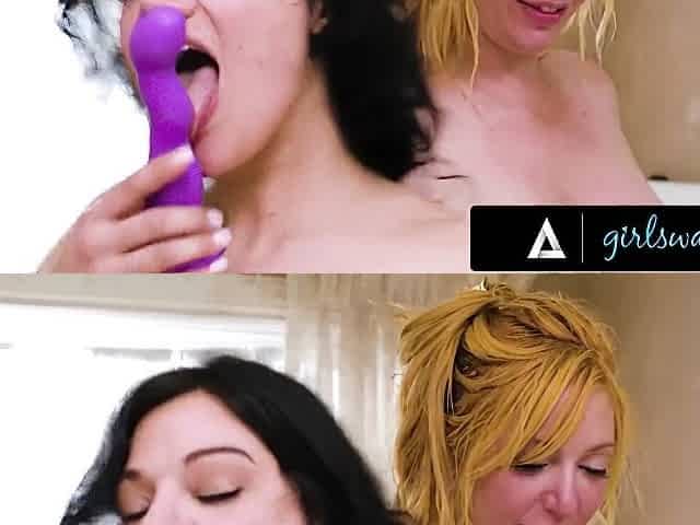 Milfs Have Hardcore Bathroom Dildo Romp