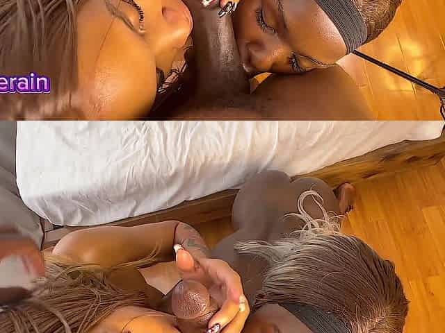 Darksome skinned black and mixed hotty join me for a trio