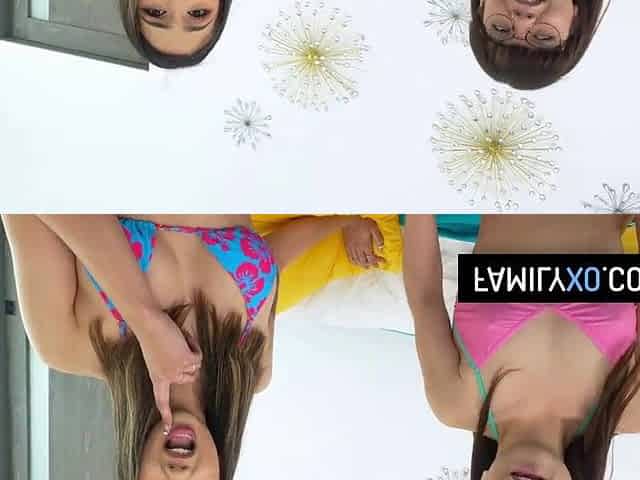 Perv stepfather has trio with her stepdaughter and her bestie on the spring break