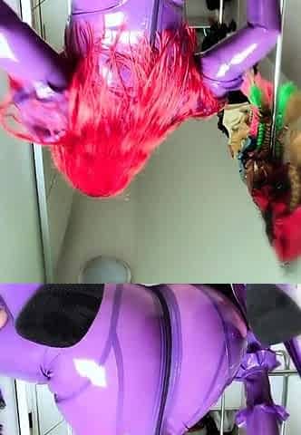 Latex slut solo anal masturbation