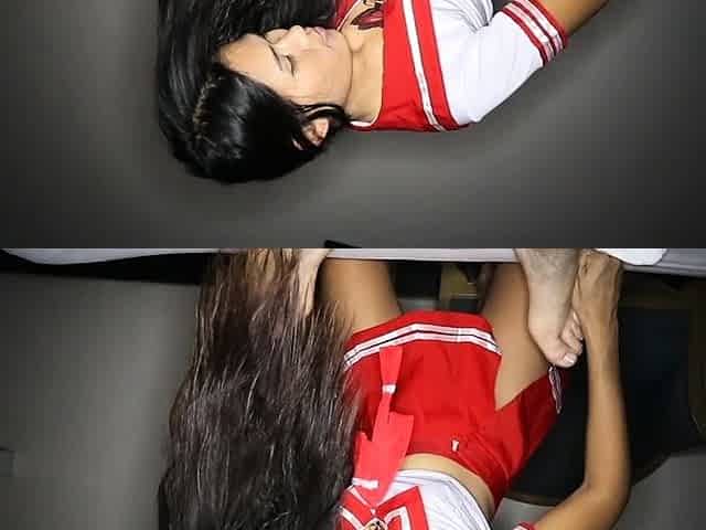 Thai teen bar girl foot massage and fuck in a sex chair