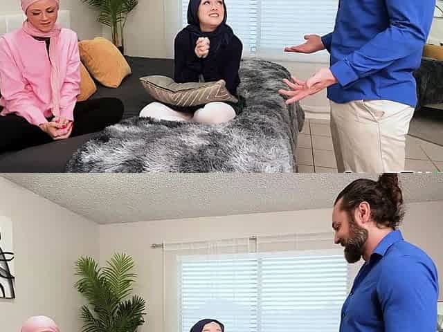 Hijab Babes Jade and Ruby Suck and Fuck Brads Big Cock