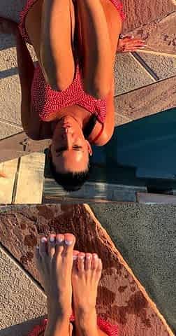 Sexy leggy brunette enjoys foot fetish