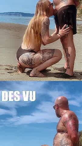 CAUGHT screwing on the beach - des vu - outdoor public suck and bang in view of everybody