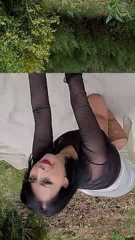Brown stockings in the garden