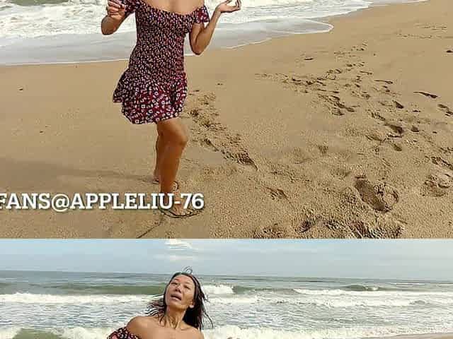 140 mother i'd like to fuck in sundress no pants get taut vagina banged at beach OnlyFans @ Appleliu-76