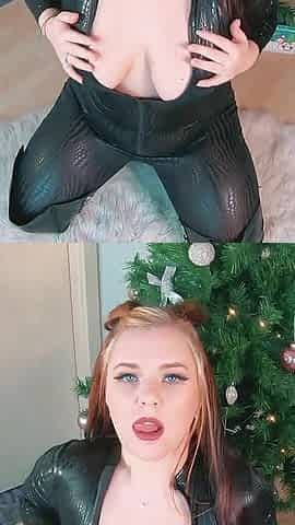 Latex Catsuit Lady Sucking off My Dick