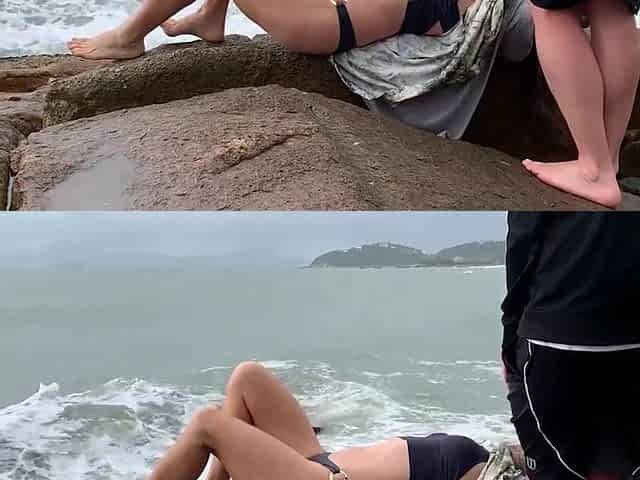 mother I'd like to fuck gets booty drilled out of warning right on the beach