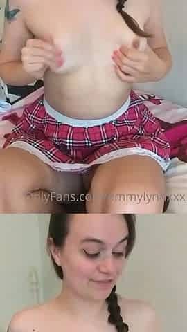 Lovely Amateur teen brunette masturbating outdoor