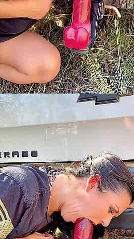 Hawt mother I'd like to fuck Screws Her Truck Hitch in Public
