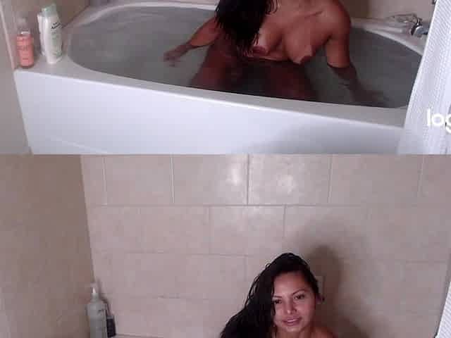 Tight Body Mami Bathes and Rubs Her Wet Pussy in the Tub