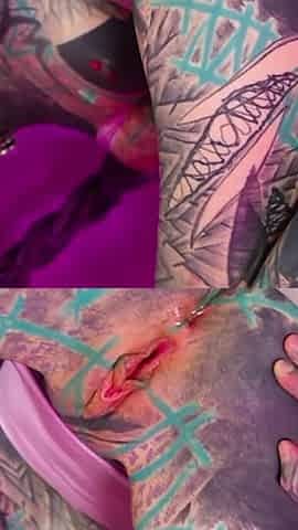 Solo Tattoo Girl Anal Masturbation - Self Assfuck