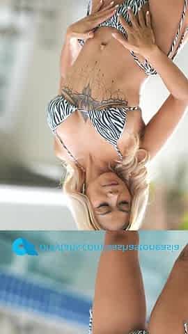 Hawt Golden-haired Oriental Sasha Stone Undresses
