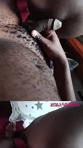 Hairy Black Male Cock Rubbing on Ebony Petite Ass