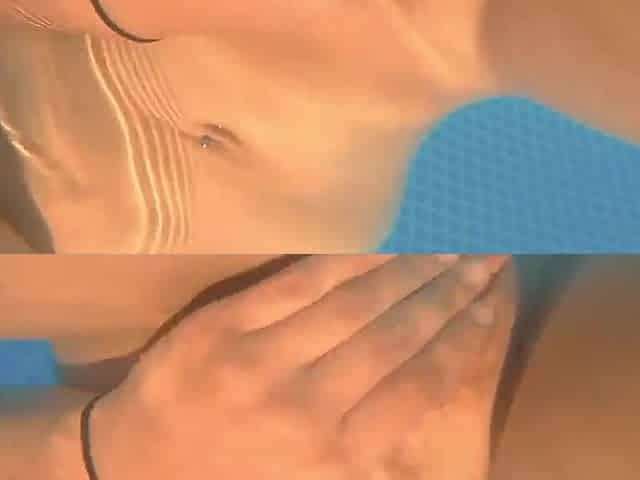 Busty milf goes skinny dipping and gets dicked down in a pool